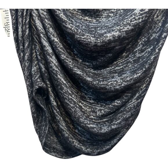 Heather Black Ruched Bodycon Dress Womens SZ L Coquette Long Sleeve Soft Knit - Picture 5 of 9